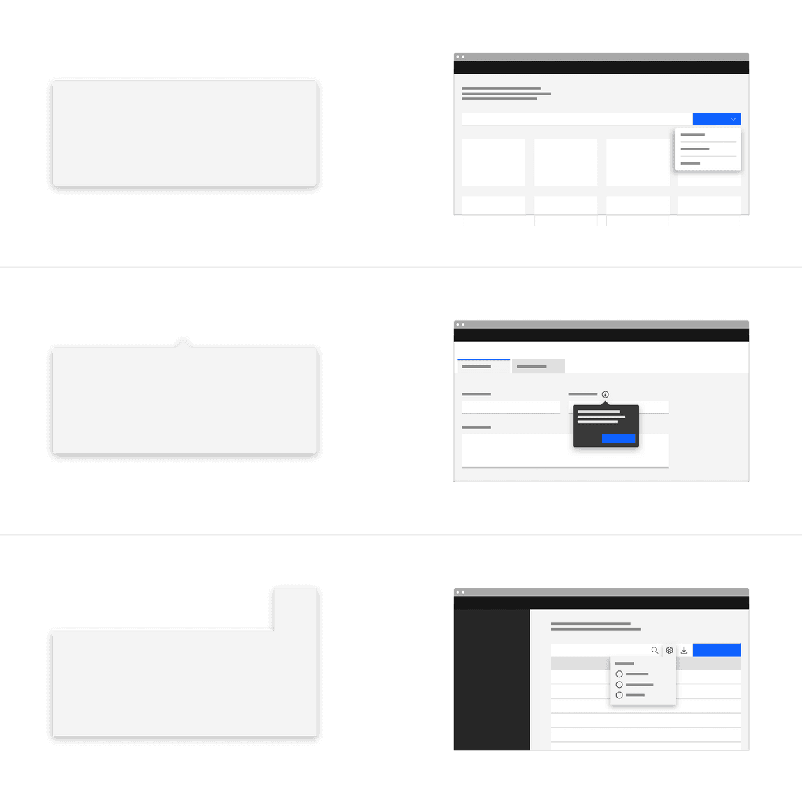 Popover variants Popover variants